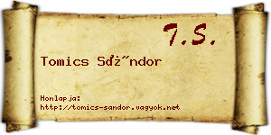 Tomics Sándor névjegykártya